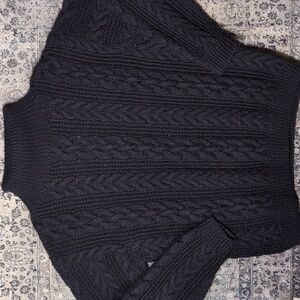 100% Wool Thick Cable Neck Black Calvin Klein Black Cable Knit Sweater